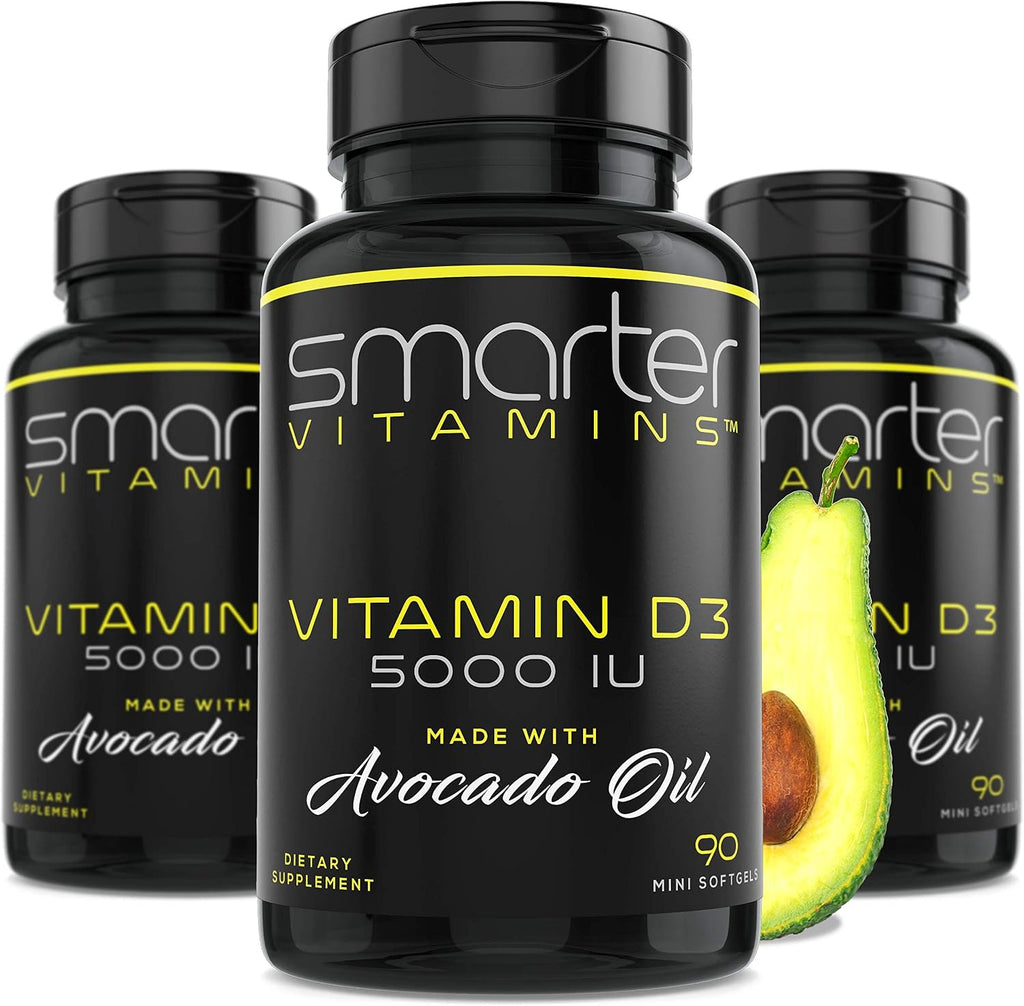 Smarter Vitamin D3 5000 UI en Aceite de Aguacate – 270 Mini Cápsulas Blandas (3 Envases)