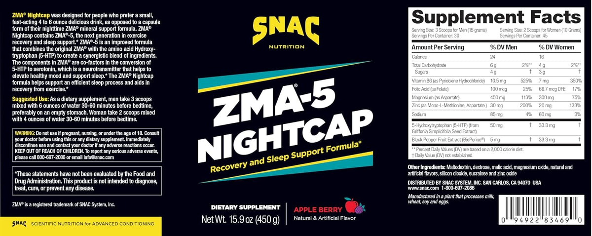 ZMA-5 Nightcap Rapid Recovery - Pre Workout para Sueño Profundo, 450g – Image 2