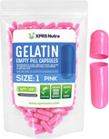 XPRS Nutra Cápsulas Vacías Tamaño 1 - 100 Unidades de Cápsulas de Gelatina - Cápsulas para Rellenar - Gelatina Bovina Pura (Rosa)