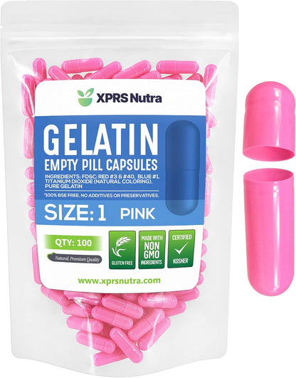 XPRS Nutra Cápsulas Vacías Tamaño 1 - 100 – Tamaño 1: Capacidad de 300 a 600 mg de polvo, según la densidad del – Image 1