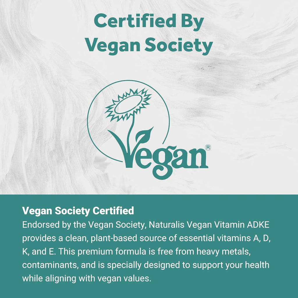 Naturalis Vegan Vitamin ADK con 50 mg de Tocotrienol y CoQ-10 | Nanoemulsionado en AOVE | No-GMO, Sin Soja, Certificado Vegano | 180 Cápsulas Vegetales (Sin Carragenina)