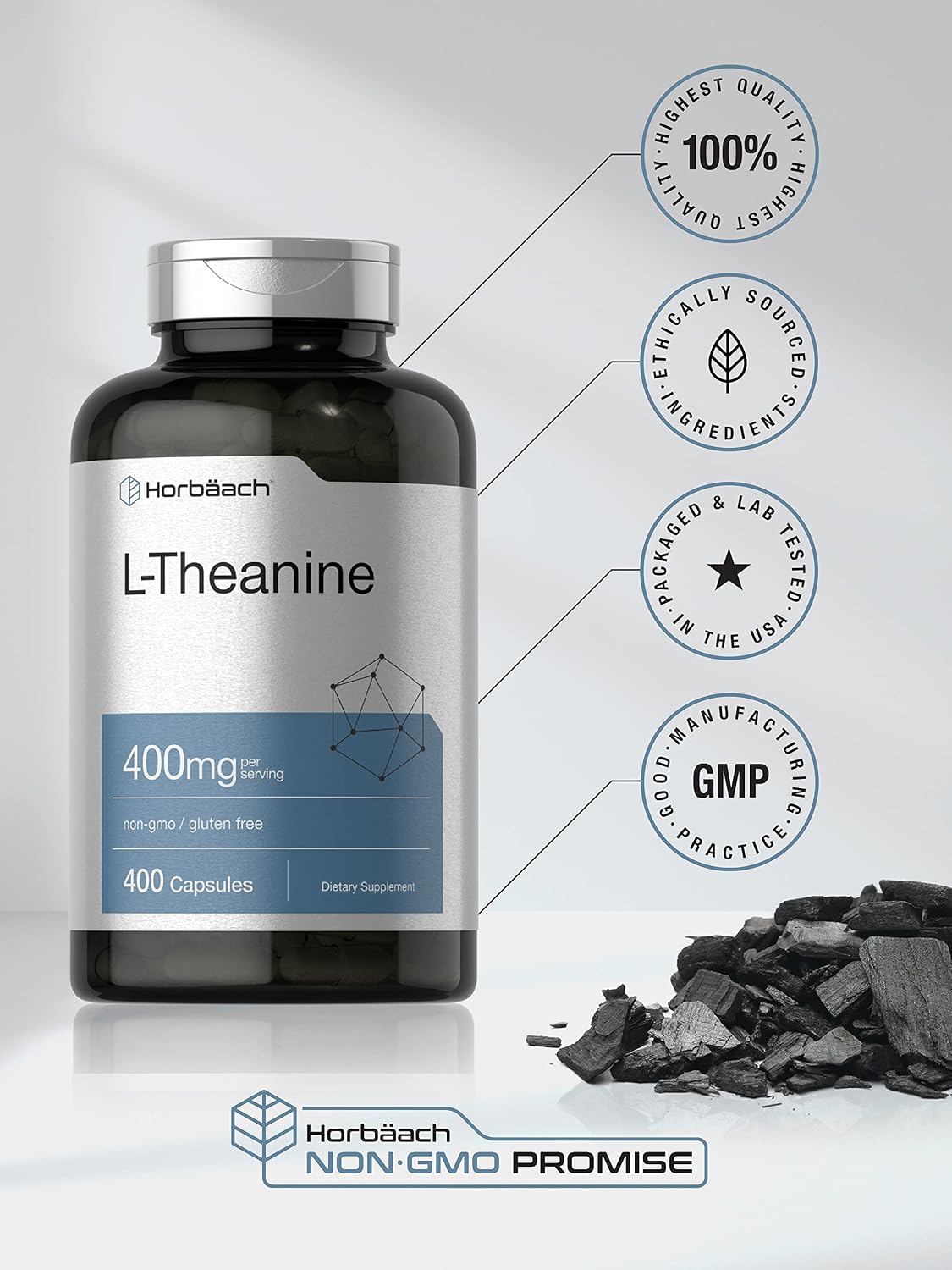 Horbäach L-Teanina 400 mg 400 Cápsulas - Alta Potencia