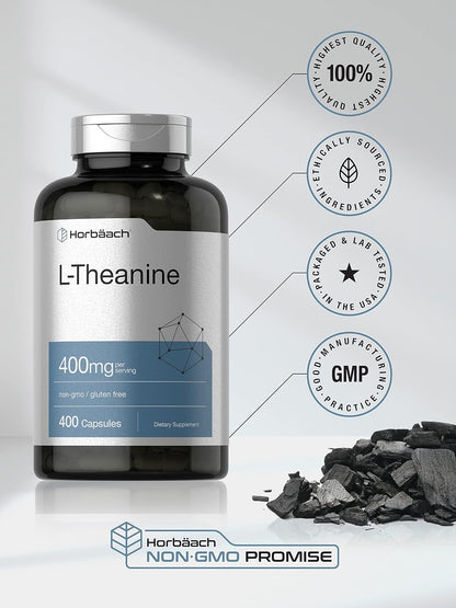 Horbäach L-Teanina 400 mg 400 Cápsulas - – Es no transgénico (Non-GMO). – Image 5