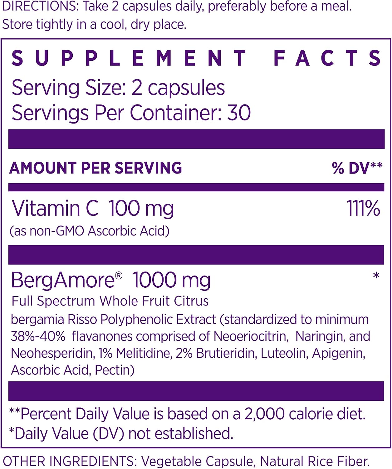 NAOMI Bergamota Italiana 1000mg Extra Fuerte - BergAmore® Patented - 60 Cápsulas Vegetales
