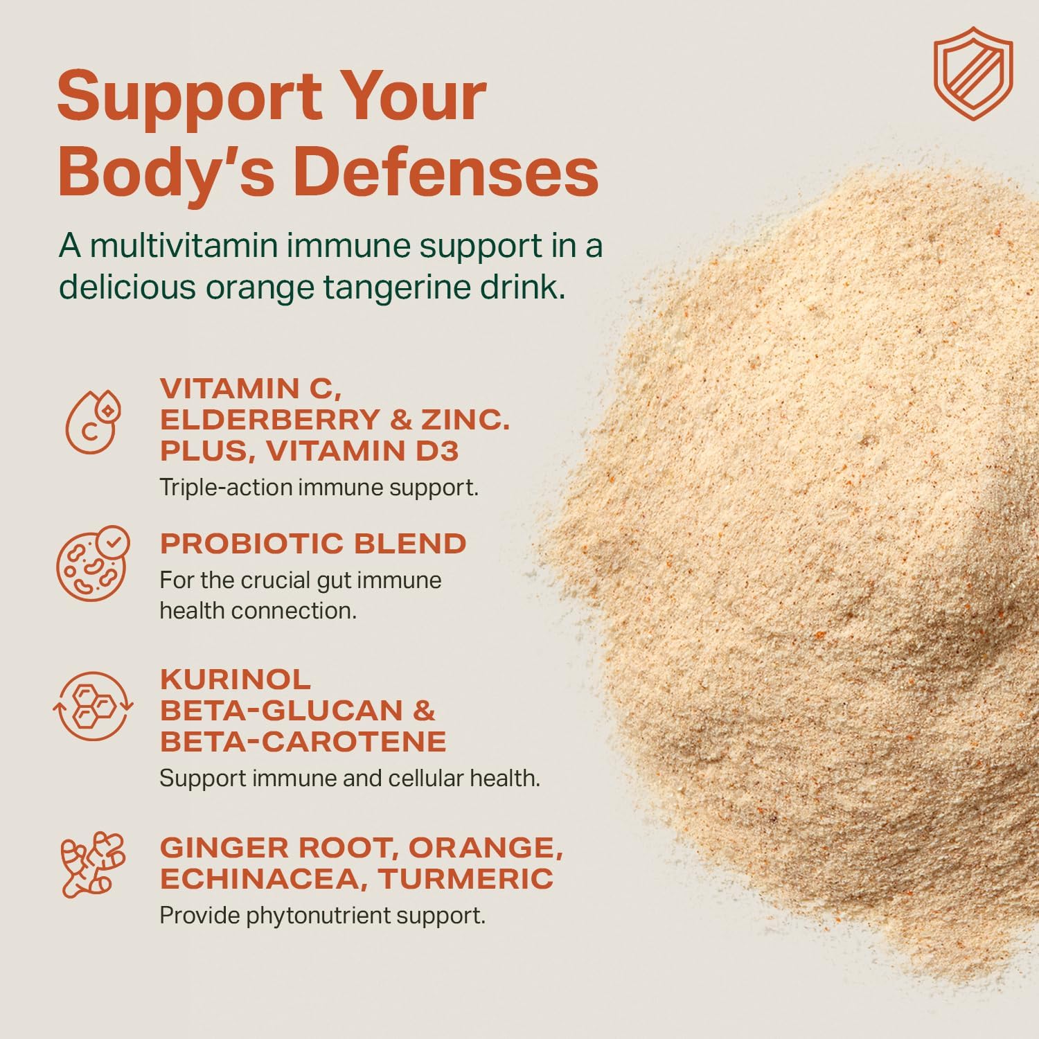 Proper, The Oranges Immune Support Supplement - Mezcla de bebida sabor naranja mandarina con saúco, vitamina C, zinc y probióticos