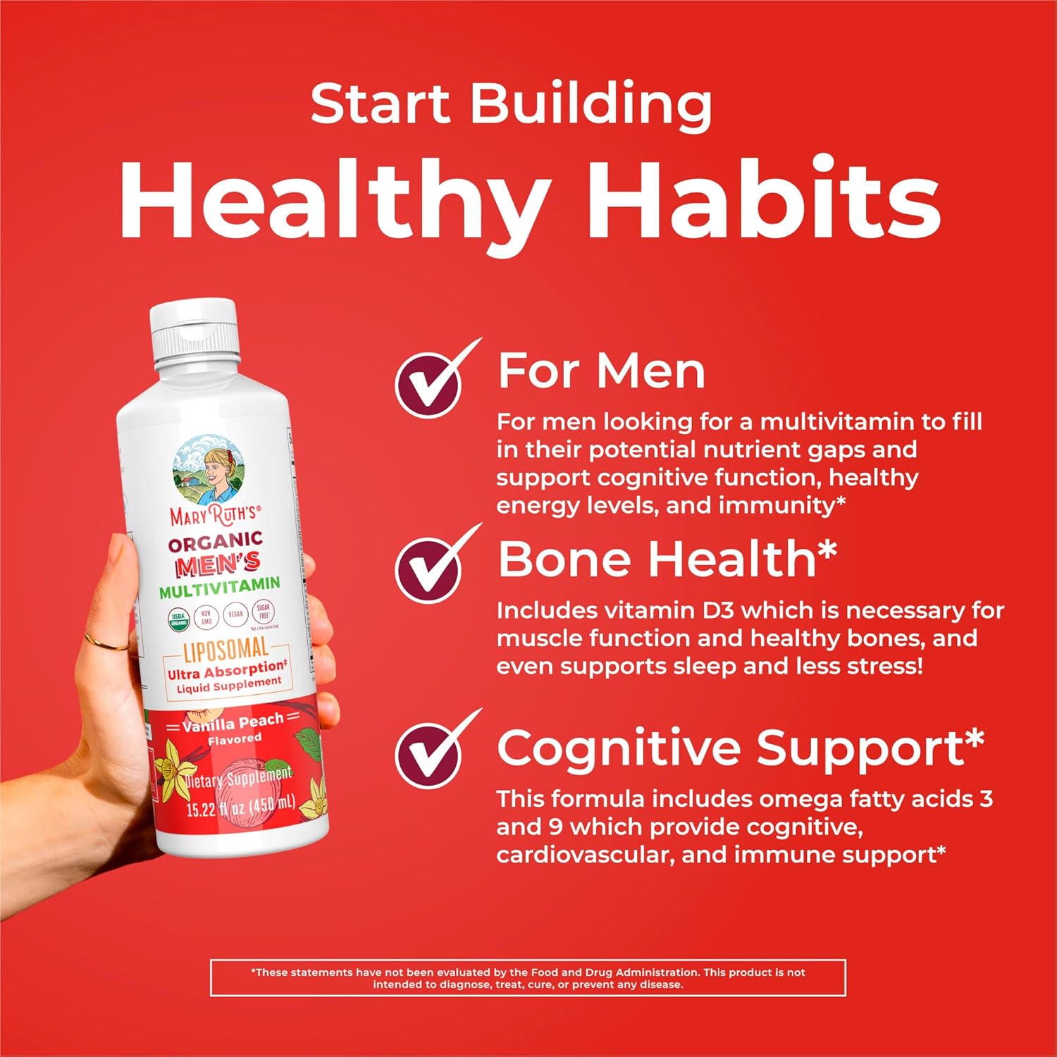 MaryRuth's Multivitamínico Liposomal para Hombres - Líquido Sin Azúcar, Vegano, 450 ml