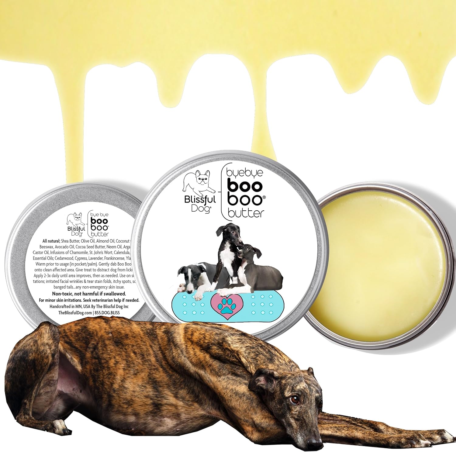 Boo Boo Butter para perros Greyhound – Bálsamo tópico natural, 454 g (16 oz)