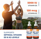 Sandhu's Gotas de Vitamina D3 y K2 para Adultos | 5000 UI D3, 120 mcg K2, 2 x 30 ml