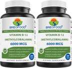 Brieofood Vitamina B-12 (Metilcobalamina) 6000 mcg - 240 Comprimidos, No OGM, Sin Gluten