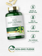 Isoflavonas de Soja Carlyle para Mujeres y Hombres | 200 Cápsulas | Suplemento Extracto No-GMO Sin Gluten
