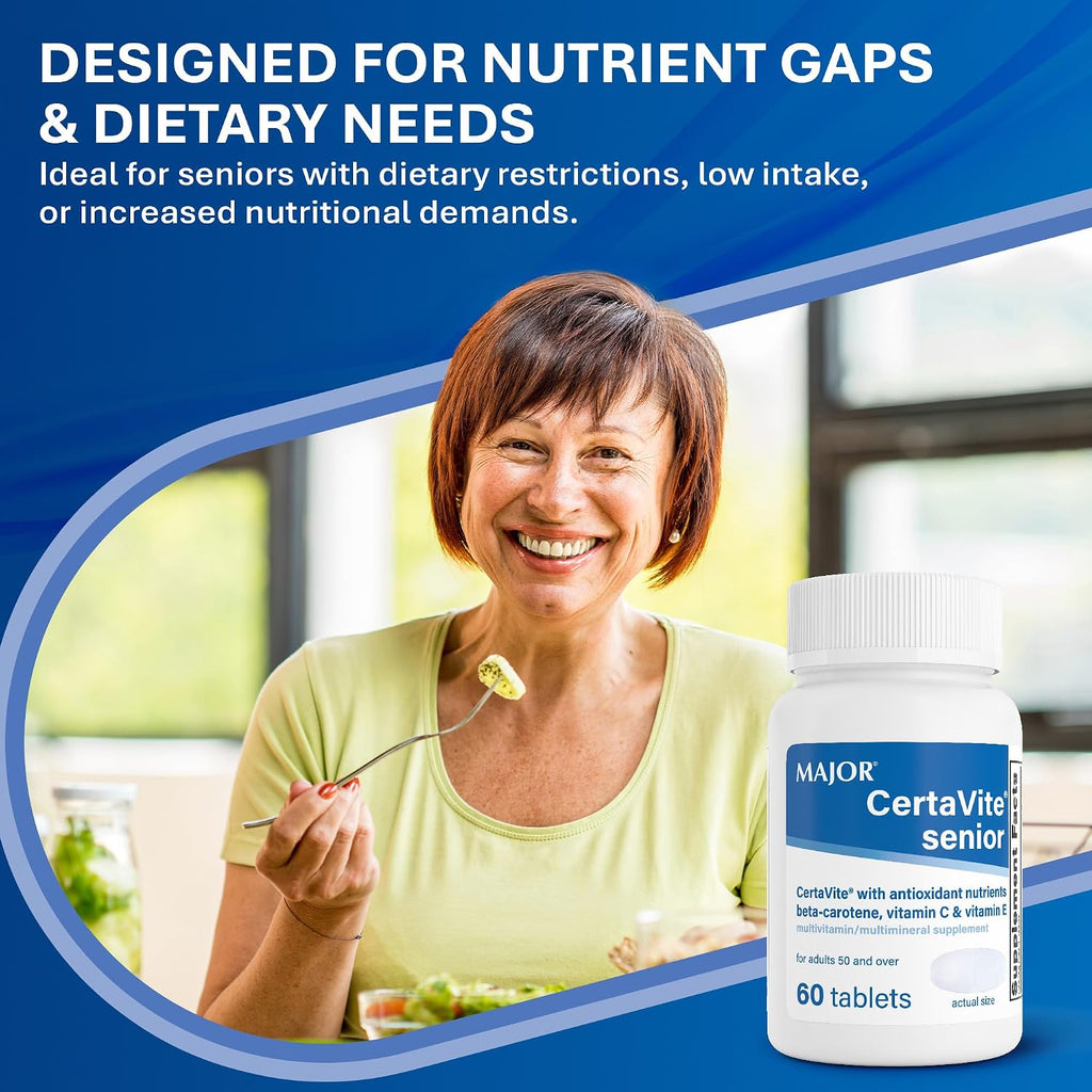 MAJOR CertaVite Multivitamínico sénior con antioxidantes – Multivitamínico para mayores de 50 años, 60 comprimidos