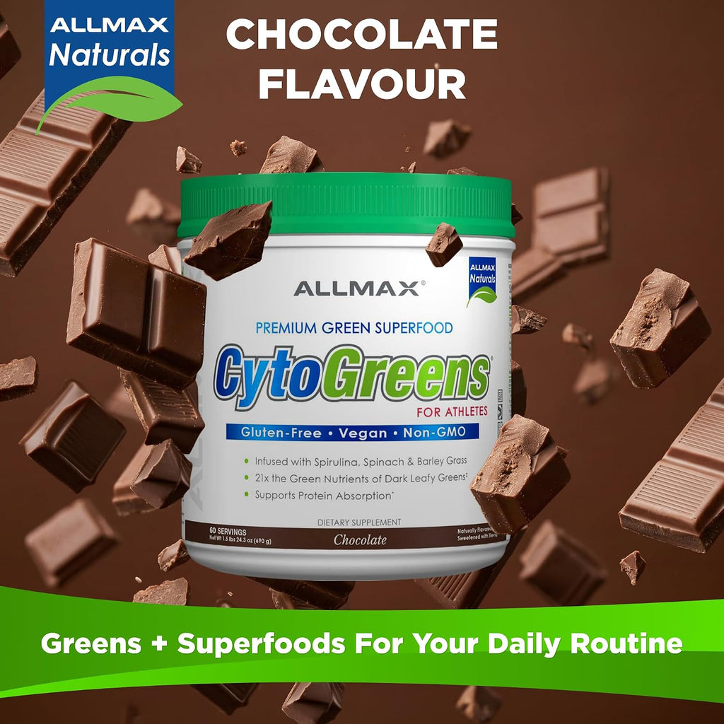 ALLMAX CytoGreens Super Greens Powder, Chocolate, 60 Raciones
