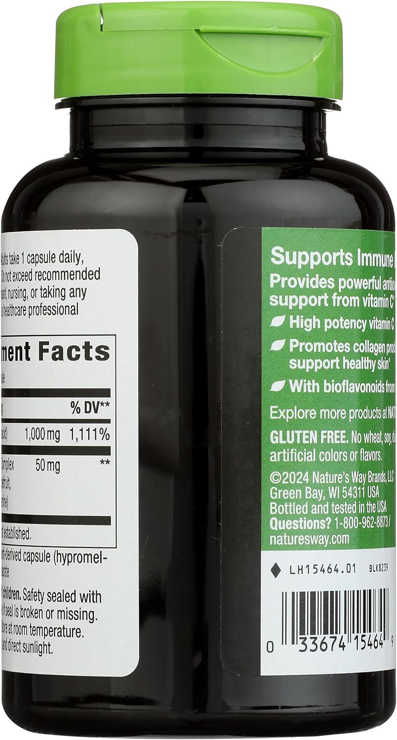 Nature's Way Extra Strength Vitamina C con Bioflavonoides, 1000 mg, 100 Cápsulas Veganas