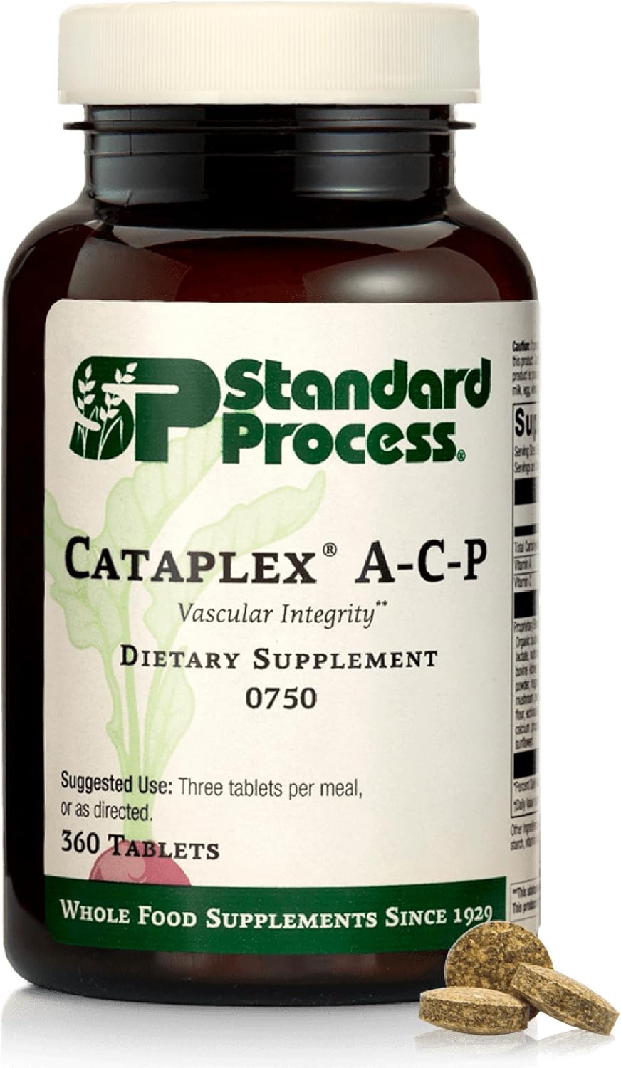 Standard Process Cataplex A-C-P – Complemento Alimenticio de Vitaminas A y C y Bioflavonoides – 360 Comprimidos