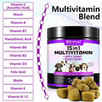 FUKEVY 15 en 1 Multivitamínico para Perros - 150 Comprimidos Masticables con Glucosamina, Condroitina y Probióticos
