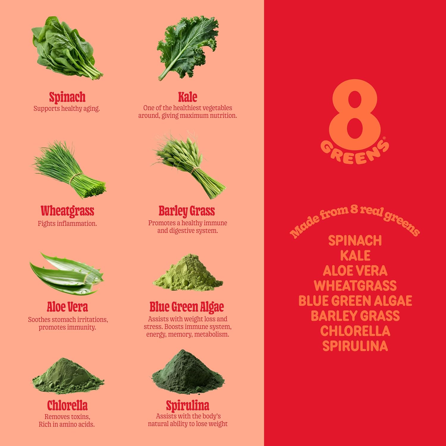 8Greens Supergreens Comprimidos Efervescentes, Naranja Sangre, 30 Dosis