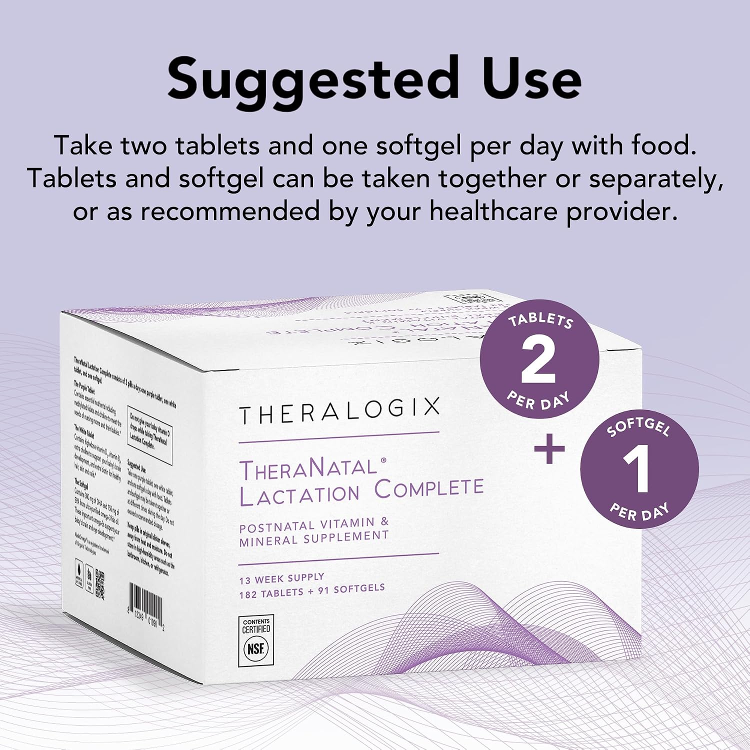 Theralogix TheraNatal Lactation Complete - Postnatal Supplement for Lactation - 13 Week Supply - 182 Tablets and 91 Softgels