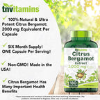 Citrus Bergamot 2000 mg - 180 Cápsulas | Suplemento de Bergamota Cítrica