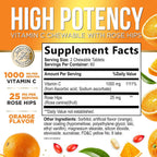 Nature's Peak Vitamina C 1000 mg con Rosa Mosqueta - 120 Comprimidos Masticables Sabor Naranja - Sin Azúcar