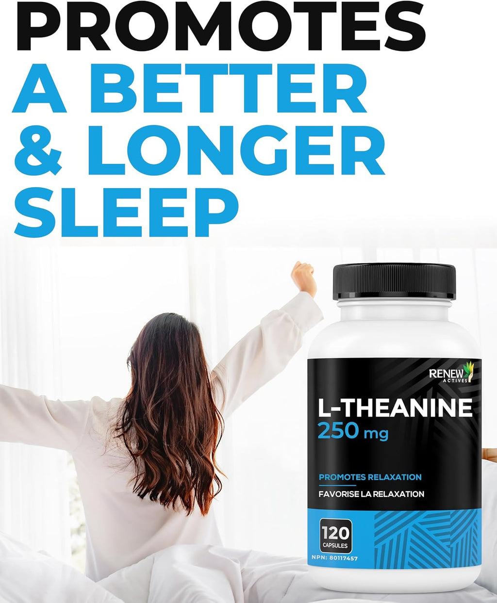 Renew Actives L-Teanina 250 mg – 120 Cápsulas para Relajación y Enfoque