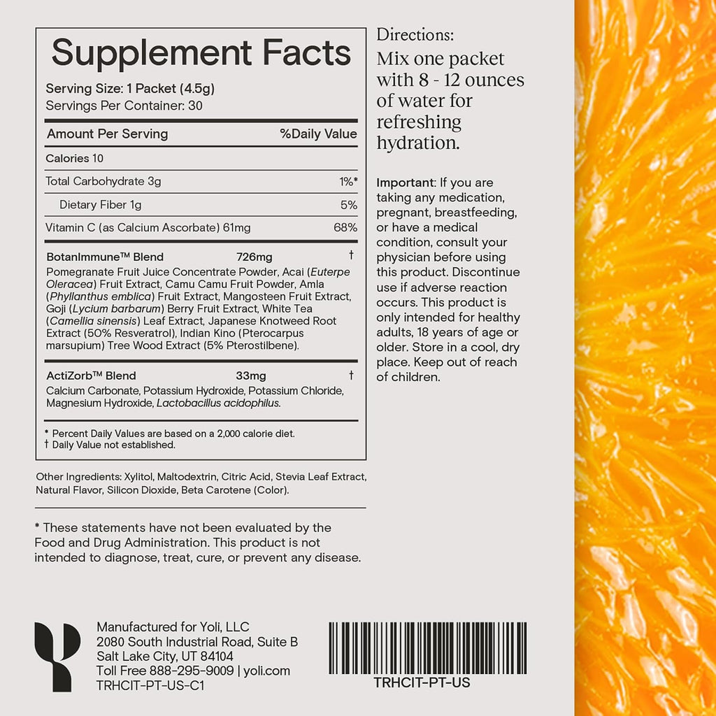 Yoli Truth Apoyo Antioxidante e Inmunitario, Sabor Cítrico, 30 Sobres