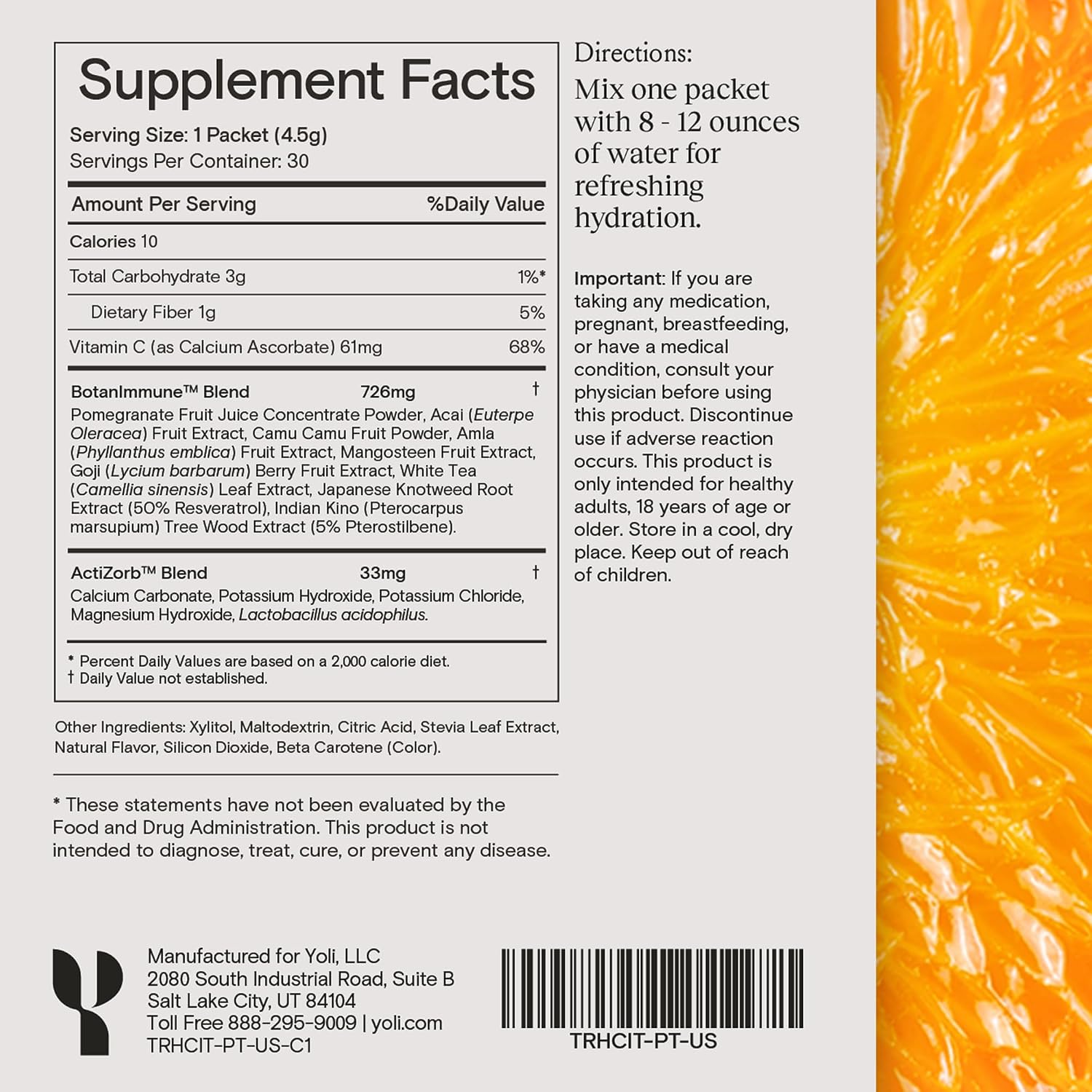 Yoli Truth Apoyo Antioxidante e Inmunitario, Sabor Cítrico, 30 Sobres