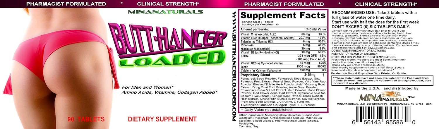 BUTTHANCER Loaded - Suplemento Natural para Cuidado Corporal y Piel Firme