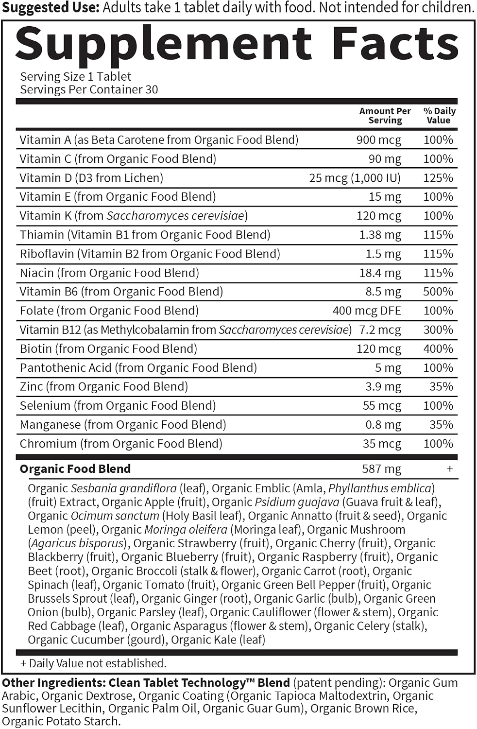 Garden of Life Mykind Organics Multivitamínico Orgánico para Hombres, Una Vez al Día - 30 Comprimidos