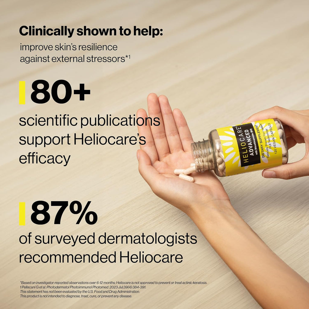 Heliocare Advanced Niacin B3: Fernblock PLE 240mg + Niacina 500mg - 120 Cápsulas Veganas