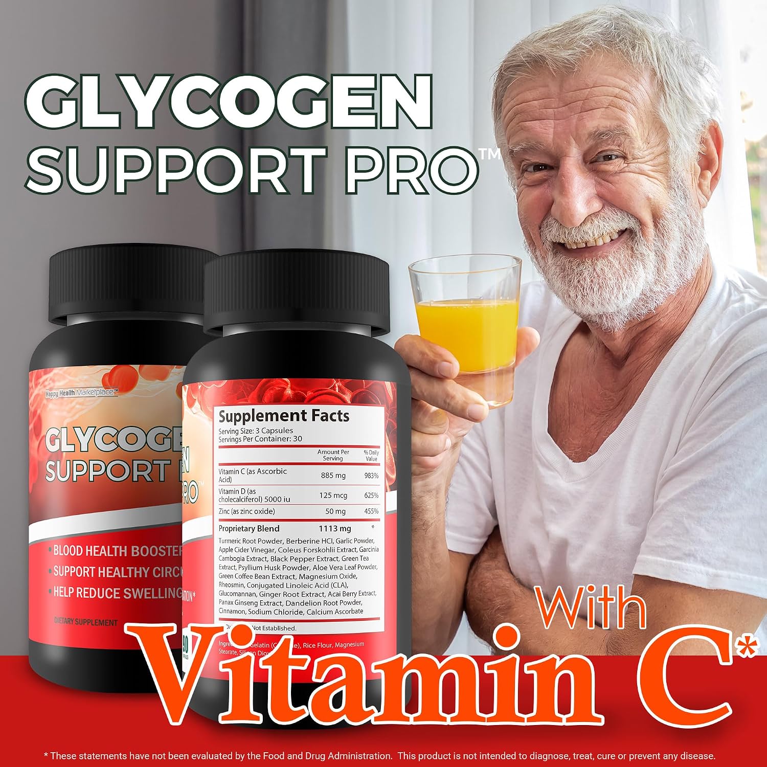 Glycogen Support Pro - Apoyo Sanguíneo y Pancreático con Magnesio, Vitaminas C, D y Zinc