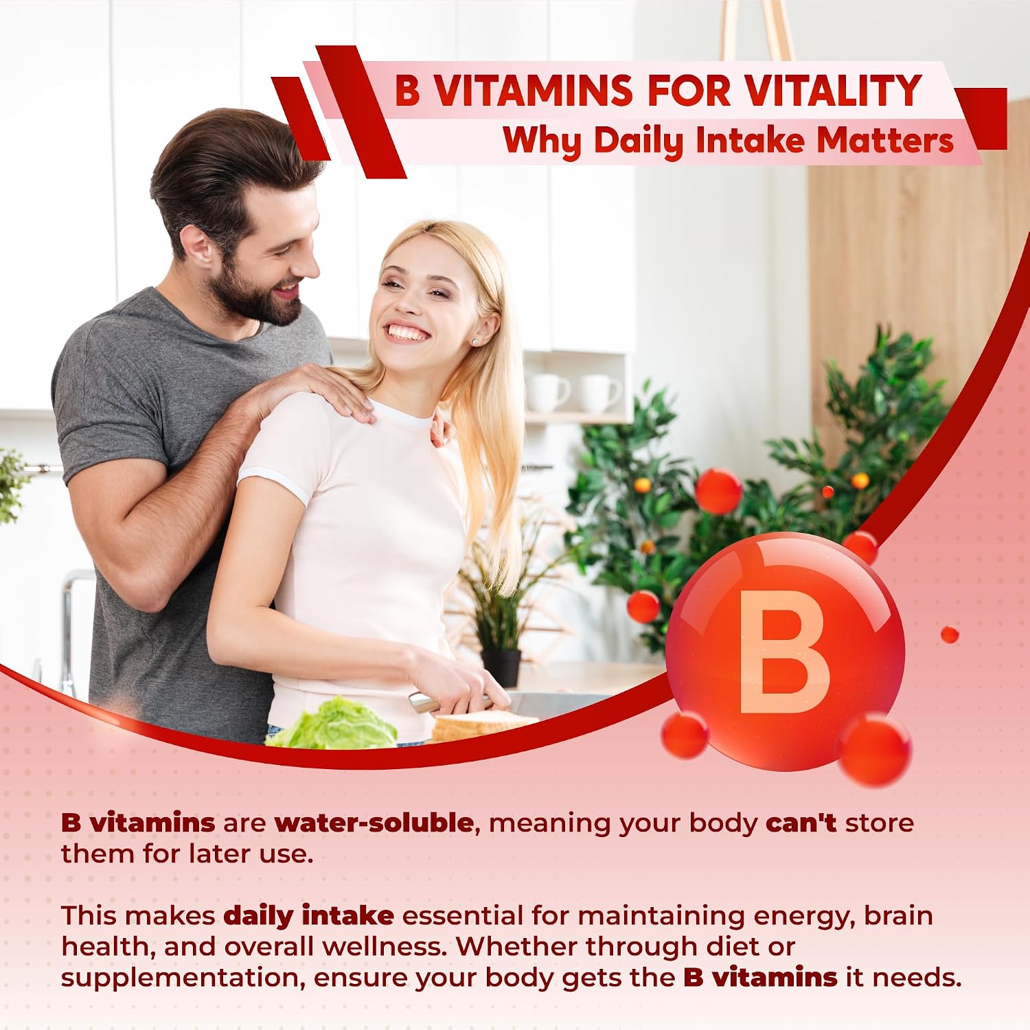 Ultra Complejo B con Vitamina C – Apoya la Salud Cerebral y Promueve el Cabello, la Piel y las Uñas Saludables – Alta Potencia B1, B2, B3, Folato, B12, Biotina, B5 y Colina – 150 Cápsulas