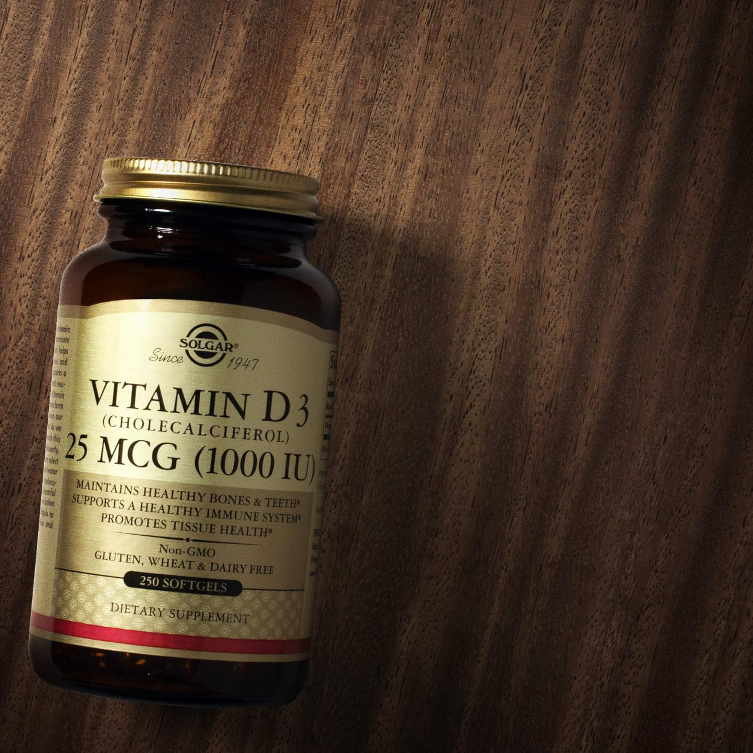 Solgar Vitamina D3 (Colecalciferol) 25 mcg (1000 UI), 100 Cápsulas Blandas