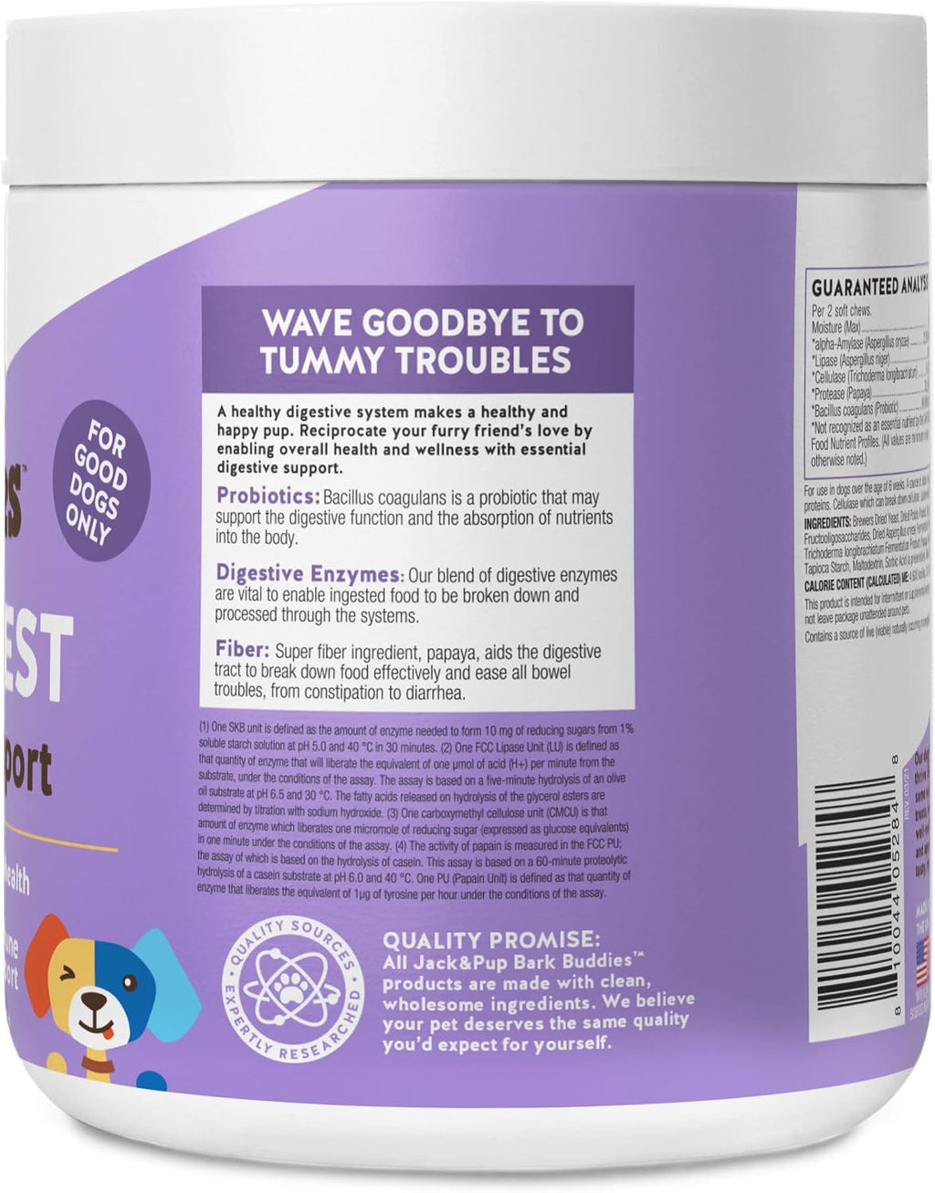 Jack&Pup Pro-Digest Bark Buddies - Probióticos Masticables para Perros (60 uds)