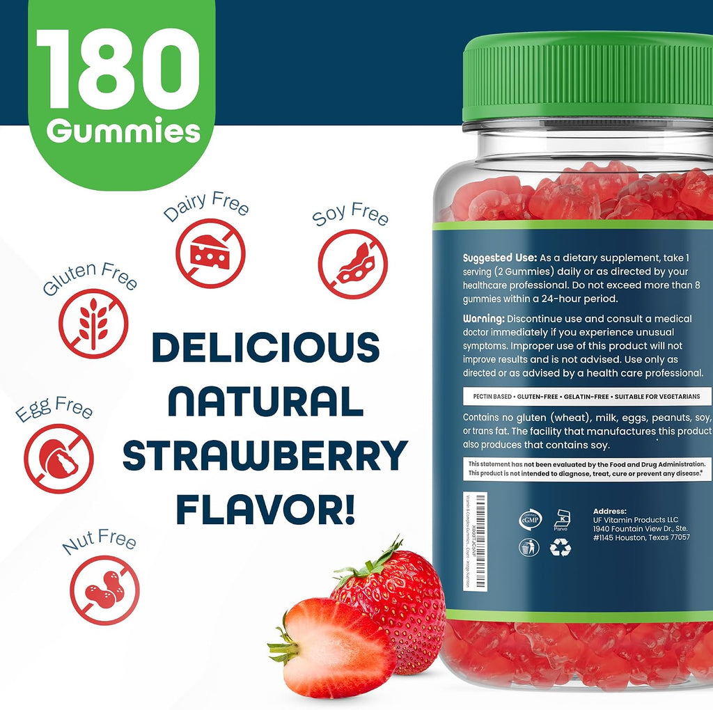 Complejo de Vitaminas B en Gominolas para Adultos, Sabor Fresa Natural, 180 Gomitas