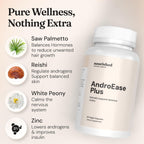 Nourished AndroEase Plus - Equilibrio Hormonal Vegano para Mujeres - Zinc, Reishi, Té Verde y Saw Palmetto - para Energía, Vitalidad y Bienestar Diario - 60 Cápsulas, Hecho en EE.UU.