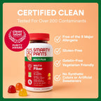 SmartyPants Plus Multi & Fiber Multivitamínico en Gominolas para Hombres y Mujeres con Fibra Prebiótica, Omega 3 DHA/EPA, Vitaminas D3, C, B12, B6, A, K, Zinc, Clean Label, Tres Sabores de Frutas, 90 unidades (Ración para 30 días)