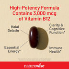 NatureWise Vitamina B12 3000 mcg - Complemento para Energía y Sistema Nervioso - 60 Cápsulas Blandas