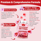 ZEGBALP Multivitamínico Metilado con Complejo B para Mujeres - Gominolas con Vitaminas B1, B2, B6, B12, Folato, C, Magnesio y Omega 3 - Apoyo Energético e Inmunitario - Sin Gluten y Sin Azúcar