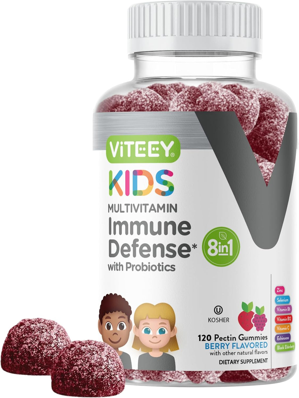Viteey Kids Multivitamin Gummies con Probióticos - 60 Gominolas