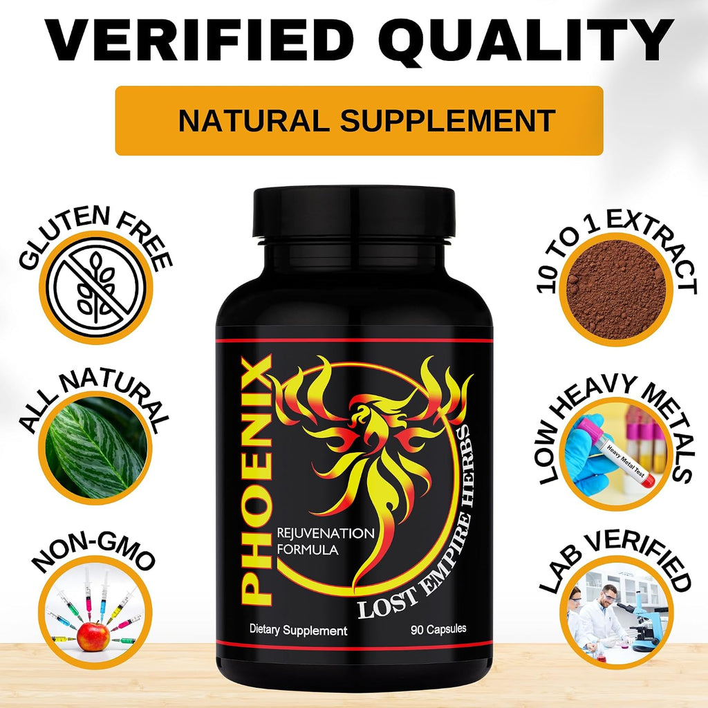 Phoenix Rejuvenation Formula Energy Blend – Mezcla de 4 Hierbas Naturales (90 Cápsulas)