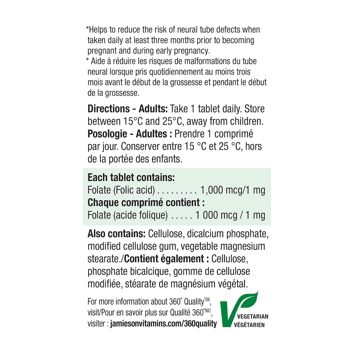 Jamieson Ácido Fólico 1 mg, 100 Comprimidos – El ácido fólico contribuye al crecimiento de los tejidos maternos – Image 5