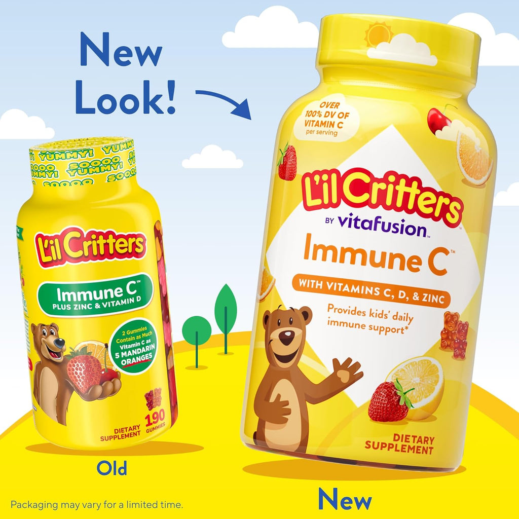 L'il Critters Kids Immune C - Vitamin C and Zinc Gummies for Kids - 190 Gummies - Assorted Fruit Flavor - Gluten-Free and Dairy-Free