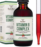 Double Wood Supplements Complejo B Líquido - 2 Meses de Suministro - Máxima Absorción - B3, B6, B7 (Biotina), B9 y Vitamina B12 - Sabor Cereza - 60 ml