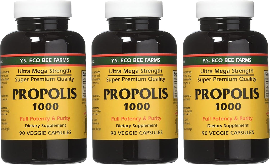 YS Eco Bee Farms Propolis 1000 - 270 Capsules (3 x 90 Count)