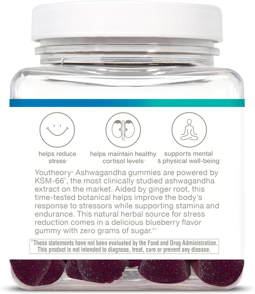 Youtheory Ashwagandha Gummies - 60 Gominolas Veganas con KSM-66