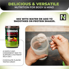 Nutrology Greens & Fruits Powder - Mezcla de frutas y verduras, remolacha, setas, probióticos, enzimas digestivas, fibra, antioxidantes - Sabor Chocolate - 30 raciones