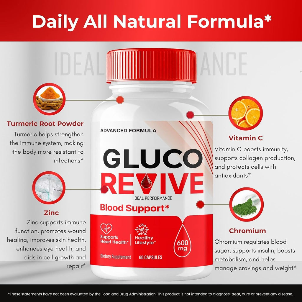 Gluco Revive Pills, Gluco Revive Supplement Capsules, GlucoRevive Health and Wellness Support - Fórmula Avanzada Todo Natural, 3 Paquetes