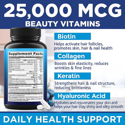 MOREX VITAMINS Biotina, Colágeno, Queratina – La biotina contribuye al funcionamiento normal del sistema nervioso. – Image 2