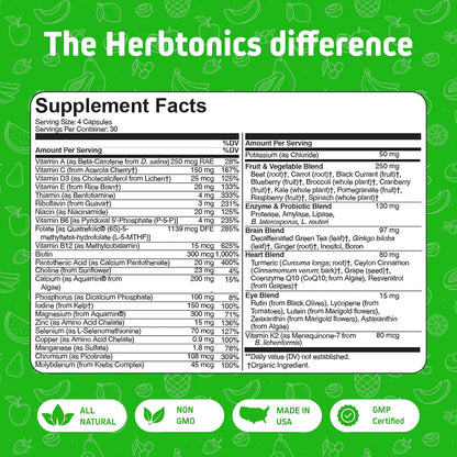 Herbtonics Multivitamínico Vegano Completo – Visión: La luteína contribuye al mantenimiento de la visión normal. – Image 5