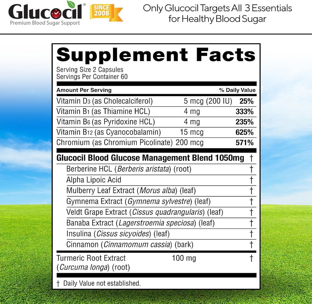 Glucocil – Cápsulas Vegetarianas para el Apoyo del Azúcar en Sangre